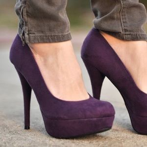 Purple Platform Suede Pumps, Size 7.5